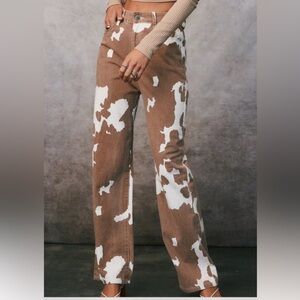 NWT 12th tribe Midland Cow Print Jeans